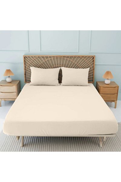Sabia Double Organic Cotton Sheet Set - 150X200Cm, 30cm Height, Elastic, 62 Strings (155 Tc)