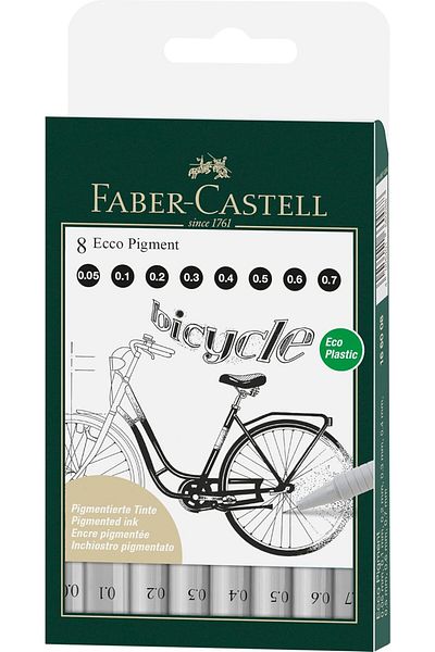 STOREMAX Ntwork Fineliner Ecco Pigment, Box of 8, Black, Different Colors, One Size Art 1087243