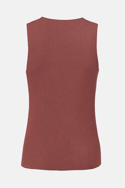 Tchibo Women Round Neck Sleeveless Knitted Top, Mauve