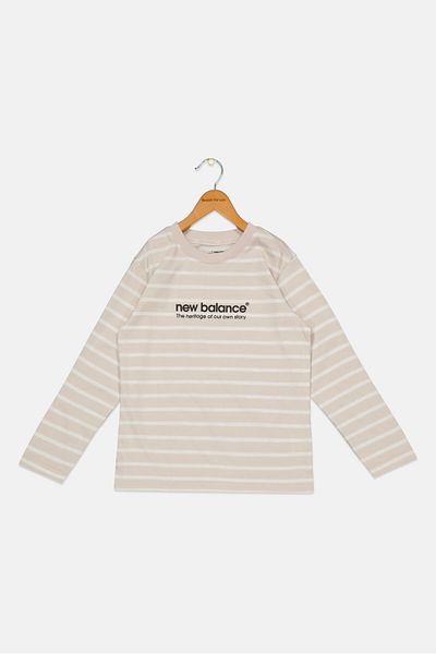 New Balance Kids Girl Brand Logo Top, Beige