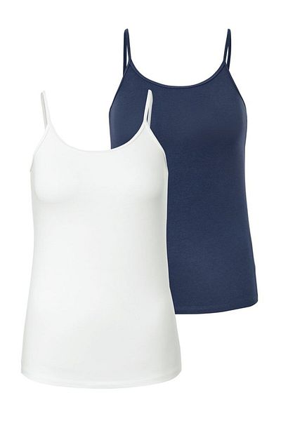 Tchibo Women 2 Piece Round Neck Sleeveless Solid Top, Blue