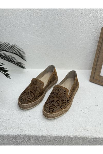 Venüs 22051701 LASER CUT ESPADRIL LEATHER SHOES - WOMEN