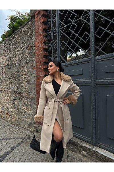 ZARİFTREND KOPYA - Grace Kürk Detaylı Kaşe Kaban