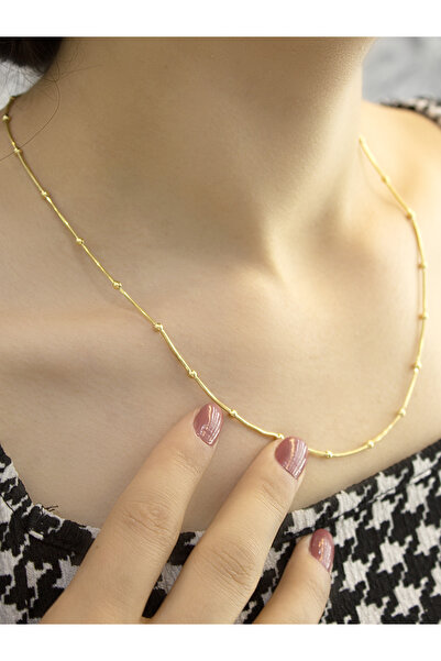 ZEYNEPLİ GOLD 14 Ayar Altın Toplu Tondo Balık Sırtı Zincir Kolye