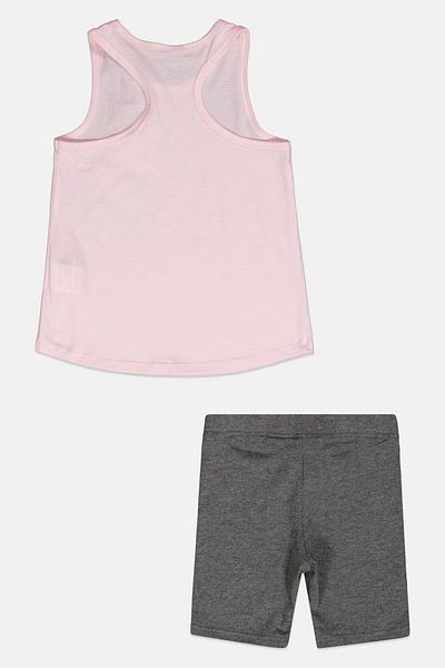 Puma Kids Girl 2 Pieces Sleeveless Top And Short Set, Pink/Grey