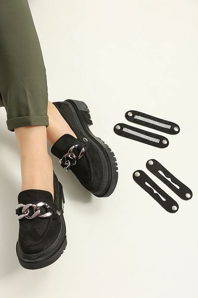 ZENNESHOES Pantofi de damă Kristen din piele neagră cu lanț