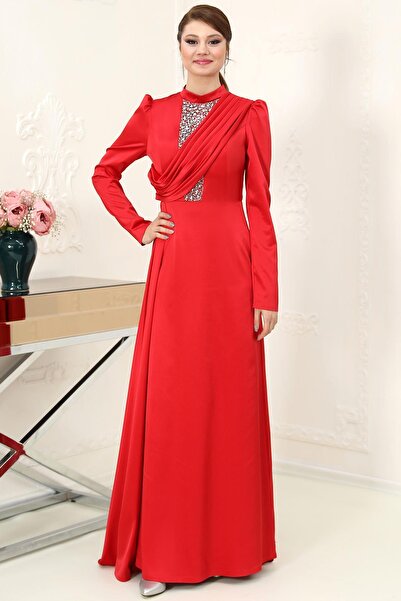 Esilanur Zen Tesettür Abiye Kırmızı