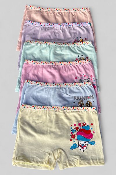 Dondeza Dondeza Printed Girl's Boxers - Πακέτο 6 Παστέλ Χρωμάτων