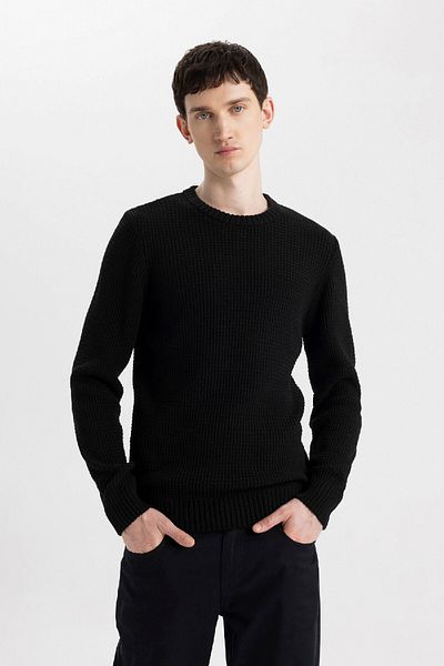 DeFacto Standard-Passform, normaler Schnitt, Rundhalsausschnitt, Basic-Strickpullover N9902az24wn