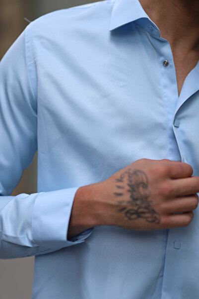 PASSERO Slim Fit Snap Fastener Σατέν πουκάμισο