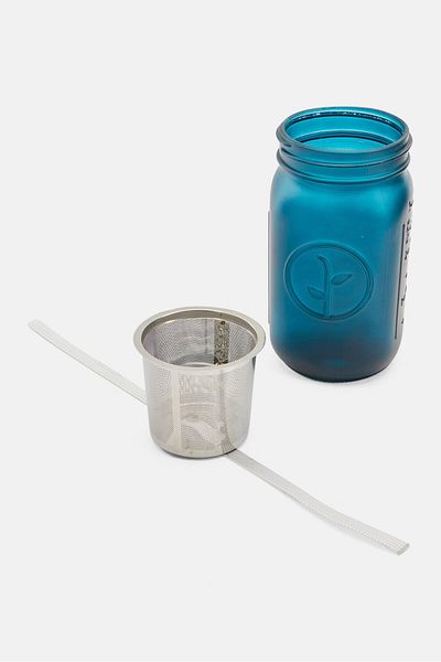 Modern Sprout Basil Indoor Garden Jar Hydroponic Herb Growing Kit Seed Starter Set, Teal Green