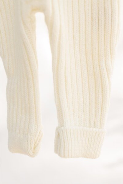 miabambim Ecru Knitwear Baby Jumpsuit Set - Beret