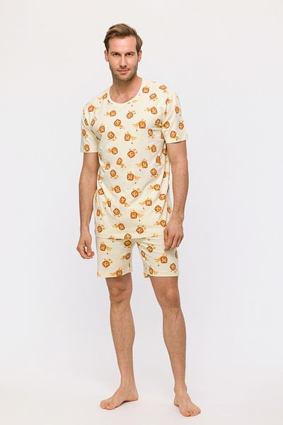 Woody Ανδρικές πιτζάμες-Pza - 913-Lion Printed Ecru