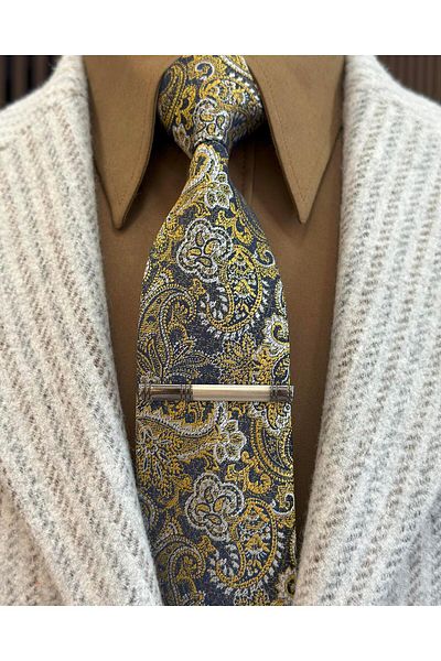TerziAdemAltun Palton pentru bărbați în stil italian slim fit cu rever cu vârf din lână amestecat bej T11386