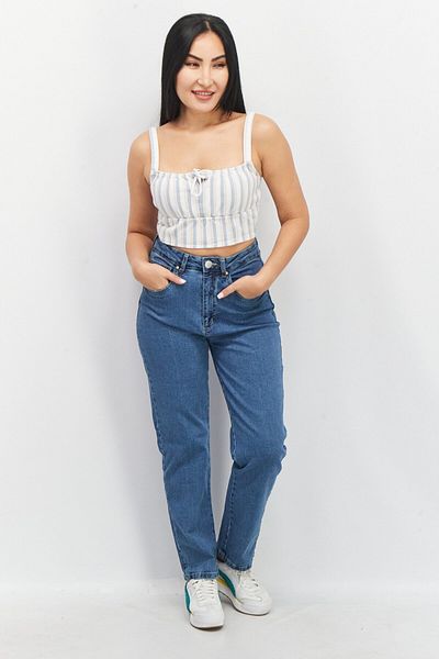Missguided Women Tie Neck Sleeveless Stripped Crop Top, Off White