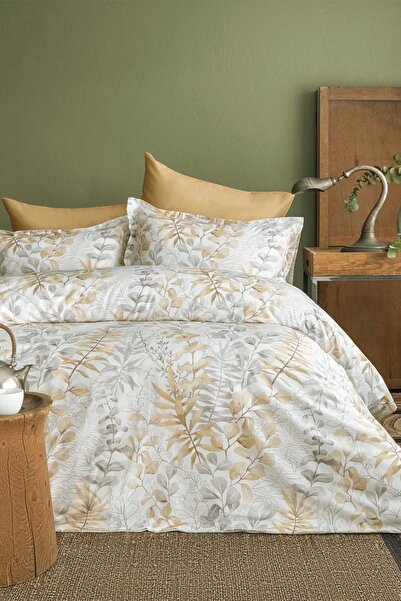 İssimo Home Occale Beige 210 TC (83 Tel) Pamuk Saten Nevresim Takımı Çift Kiş...
