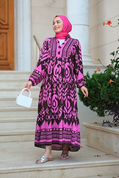 LOCCO Fuchsia Patterned Dress