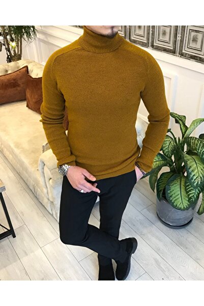 TerziAdemAltun Πλεκτό πουλόβερ με ζιβάγκο ιταλικού στυλ Taba T3929