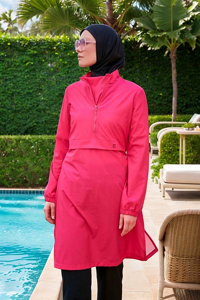 Marina Parachute Fabric Pink Full Covered Hijab Swimsuit M2408