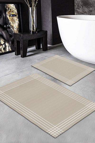 Evmila Set de covoare din 2 piese cu model modern (60x100/40x60) Set de covoare de baie