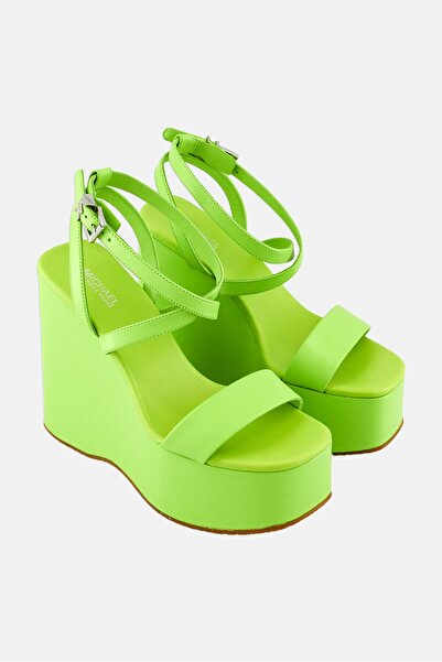 Michael Kors Women Medium Adjustable Wedge, Lime Green
