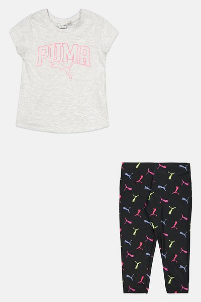 Puma Kids Girl 2 Piece Brand Logo Training Top And Leggings, Multicolor