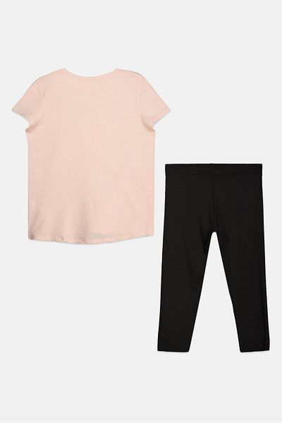 Puma Kids Girl 2 Pieces Brand Logo Tee And Legging Set, Cloud Pink
