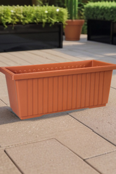 Melkan Home Dekoratif Balkon Saksısı 105 Litre Cafe Otel Saksı Büyük Saksı Kahverengi 43x98x38 Cm
