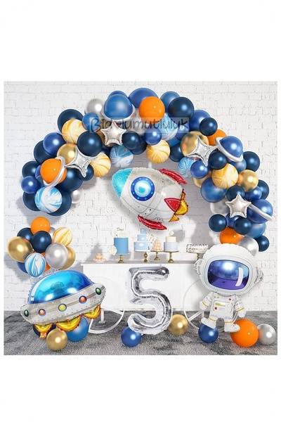 BİDOLUMUTLULUK Space Concept Birthday Party Celebration Set; Astronaut, UFO a...