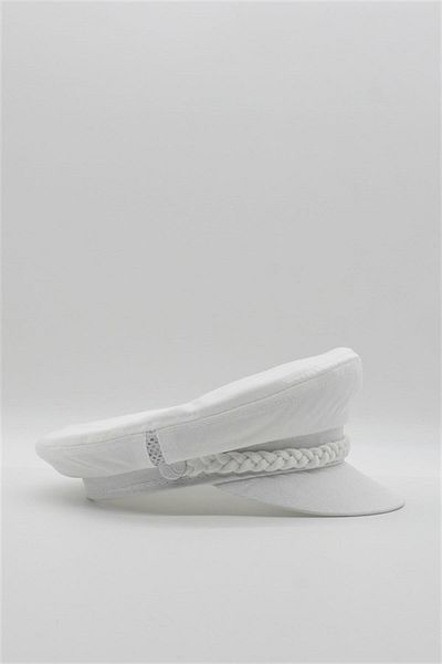 Külah Men's Driver Cap Flat Cap Captain Hat - White