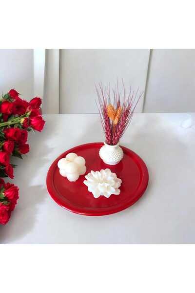 EceAksesuar Metal Tray Metal Plate 6 Pieces Round Tea and Coffee Presentation Tray Presentation Plate 17 cm