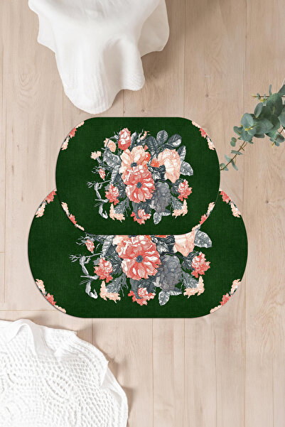 Napoli Home Set de scaune pentru toaletă cu covoraș de baie oval, lavabil, im...