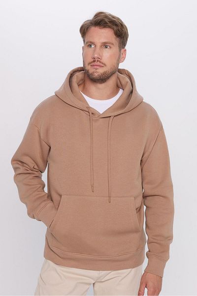 Tudors Φούτερ με κουκούλα Unisex Oversize, βαμβακερή μαλακή υφή, βασικό χρώμα βιζόν με φλις στο εσωτερικό