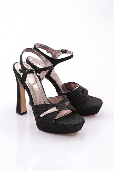 DGN Pantofi cu toc cu curele la gleznă de damă cu imprimeu negru 311103564