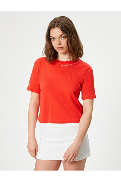 Koton Atatürk nyomott túlméretezett Crop póló - bő nyakú, pamut