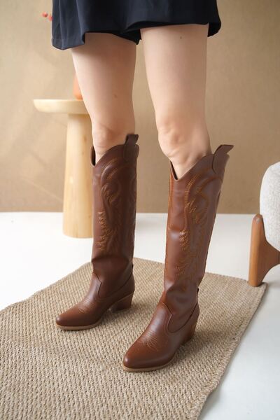 MODAADAM Γυναικείες μπότες Rendon Cowboy - Tan-Leather