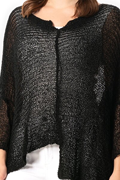 Eliş Şile Bezi Yarasa Kol Elmas Kayık Yaka Sonbahar ve Kışlık  Asimetrik Triko Bluz Siyah Syh