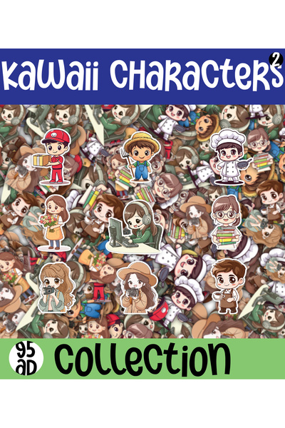 ca kay bu Kawaii likovi (Lik s) tematski set od 2-stranih A4 nalepnica od 95 ...