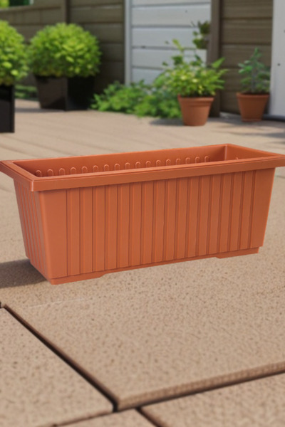 Melkan Home Dekoratif Balkon Saksısı 105 Litre Cafe Otel Saksı Büyük Saksı Kahverengi 43x98x38 Cm
