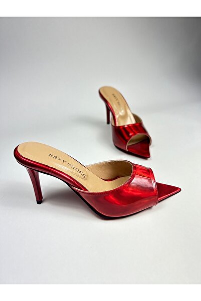 HAYYSHOES KIRMIZI AYNALI RUGAN HAKİKİ DERİ ASTARLI KAPLAMA TOPUK AYNALI JÜRDAN TOPUKLU TERLİK