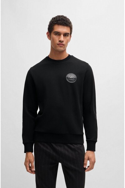 BOSS Erkek Porsche Logolu Pamuk Siyah Sweatshirt 50518625-001