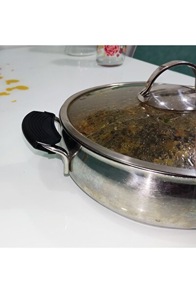 Genel Markalar Silikon Tencere Tava Tutacağı Yanmaz Yapışmaz koza gift Set Siyah ( 1 Set 2 Adetten Oluşur )