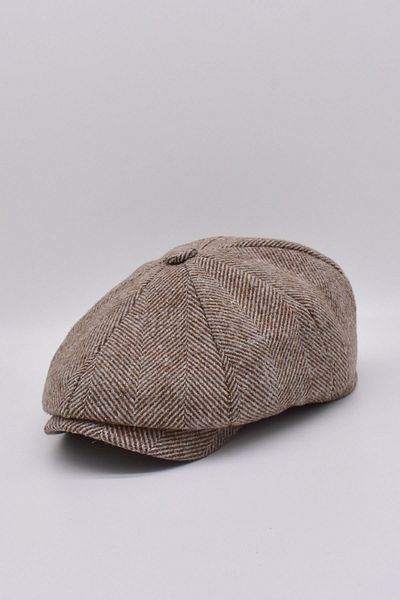 Külah Men's Beige Herringbone Cap 8 Pieces Peaky Blinders Hat