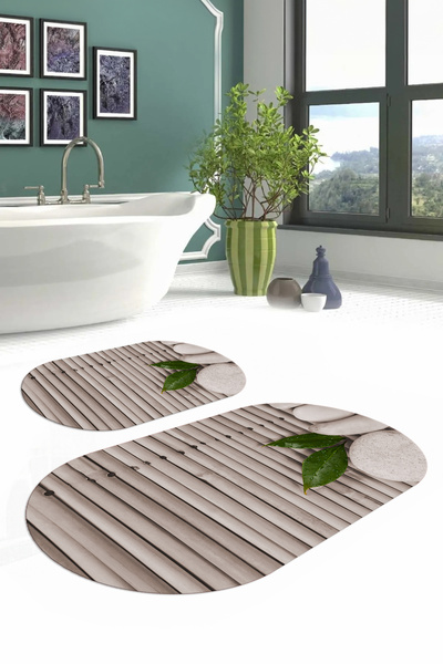 Napoli Home Set de scaune pentru toaletă cu covoraș de baie oval, lavabil, im...