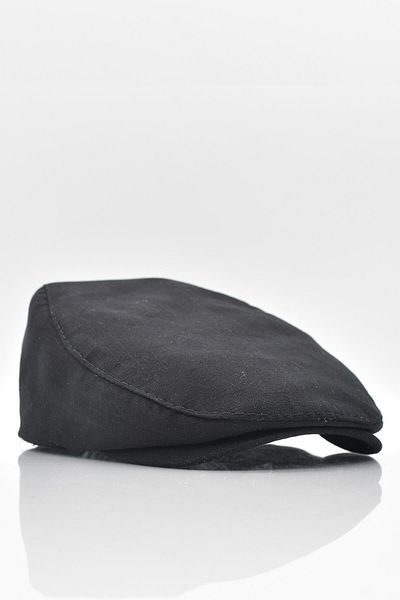Külah Men's Plain Cotton Black Flat Cap Beanies