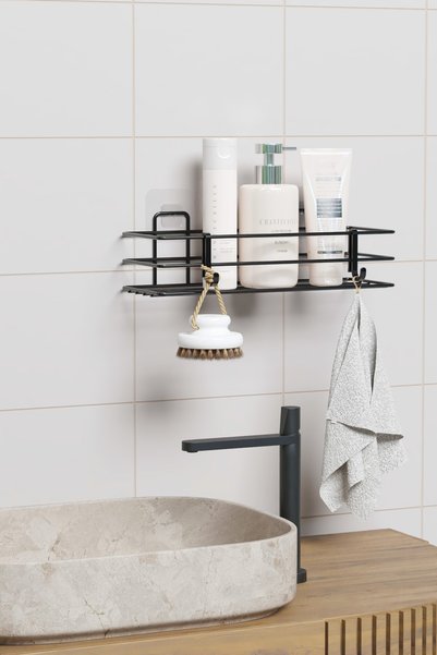 zabata Adhesive Bathroom Shelf Shower Shampoo Holder Wall Organizer 1 Piece