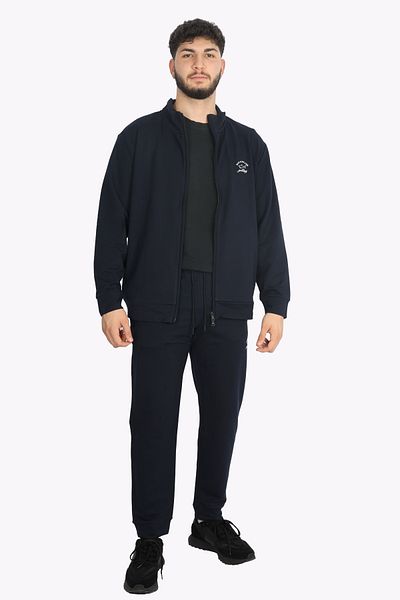 PAUL&SHARK Men's Brand Logo Zippered Relaxed Fit Navy Blue Sports Tracksuit Set 14311500 -013