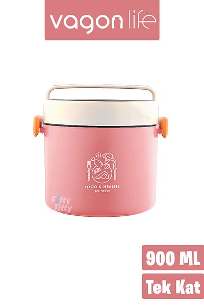 Vagonlife New Generation Single Layer Round Bento Lunch Box - Lunch Box for Office and School Fflbox5431Kat