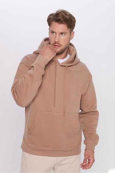 Tudors Φούτερ με κουκούλα Unisex Oversize, βαμβακερή μαλακή υφή, βασικό χρώμα βιζόν με φλις στο εσωτερικό