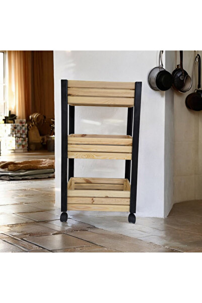 Şeker Marangoz Ebru Şeker AHŞAP  ÇOK AMAÇLI 3 LÜ RAF 50*90*25 CM